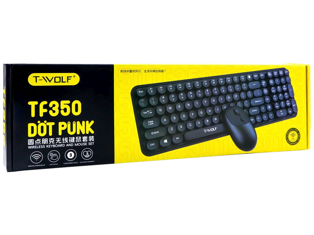 Бездротова клавіатура і миша TWolf TF350 Black, Колір Чорний