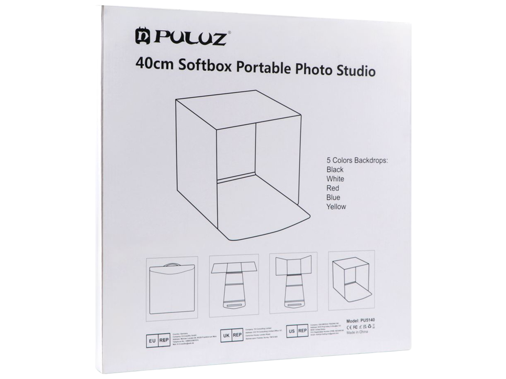 Лайтбокс Puluz PU5140, 40см, 5 фонов, USB-питание, цвет белый