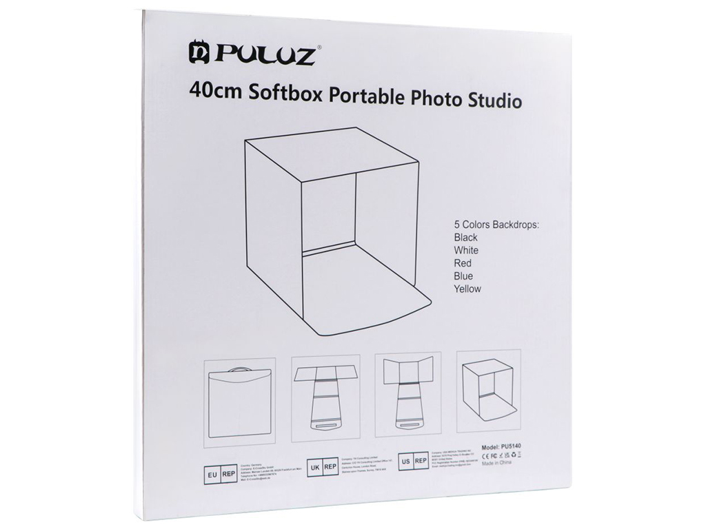 Лайтбокс Puluz PU5041B, 40см, Кільц Лампа 6 Фонів, колір чорний