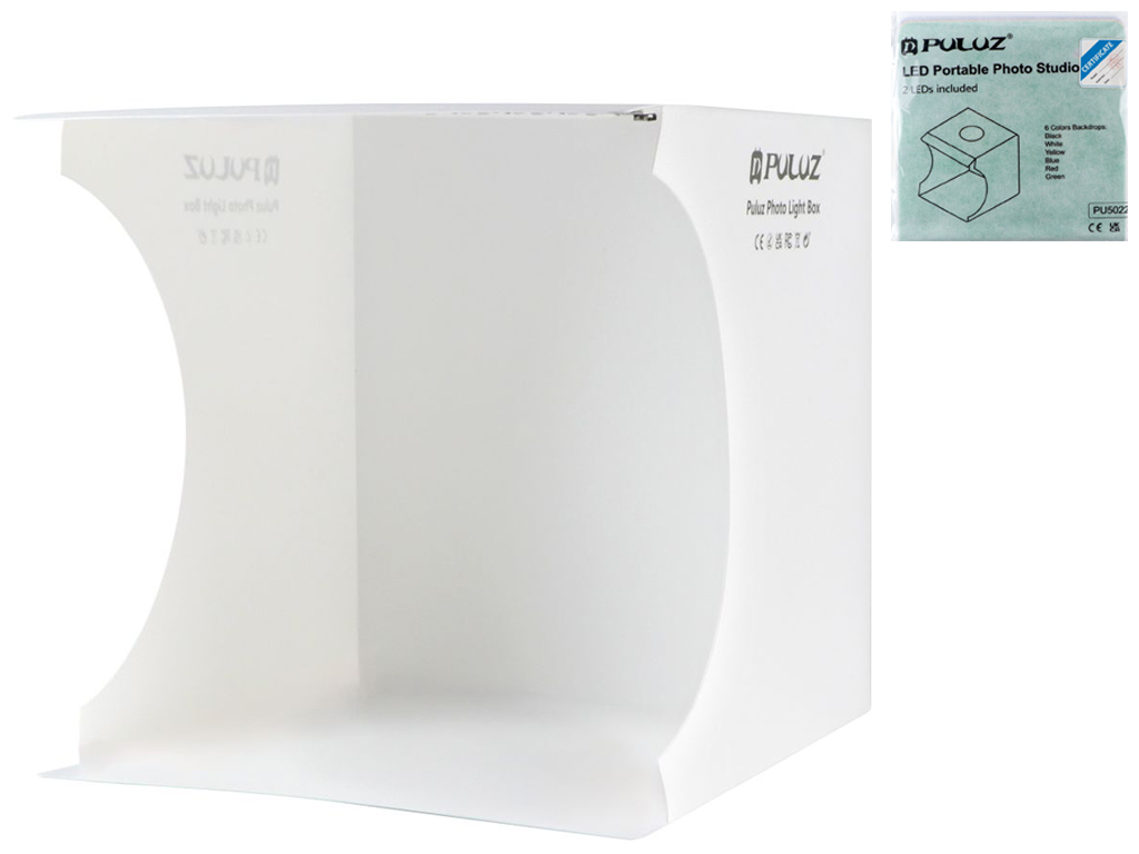 Лайтбокс Puluz PU5022, 20см, 2 Лампы 6 Фонов, цвет белый