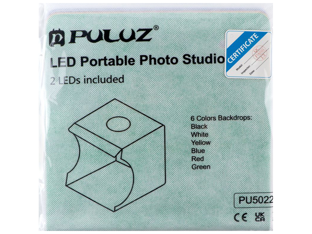 Лайтбокс Puluz PU5022, 20см, 2 Лампы 6 Фонов, цвет белый
