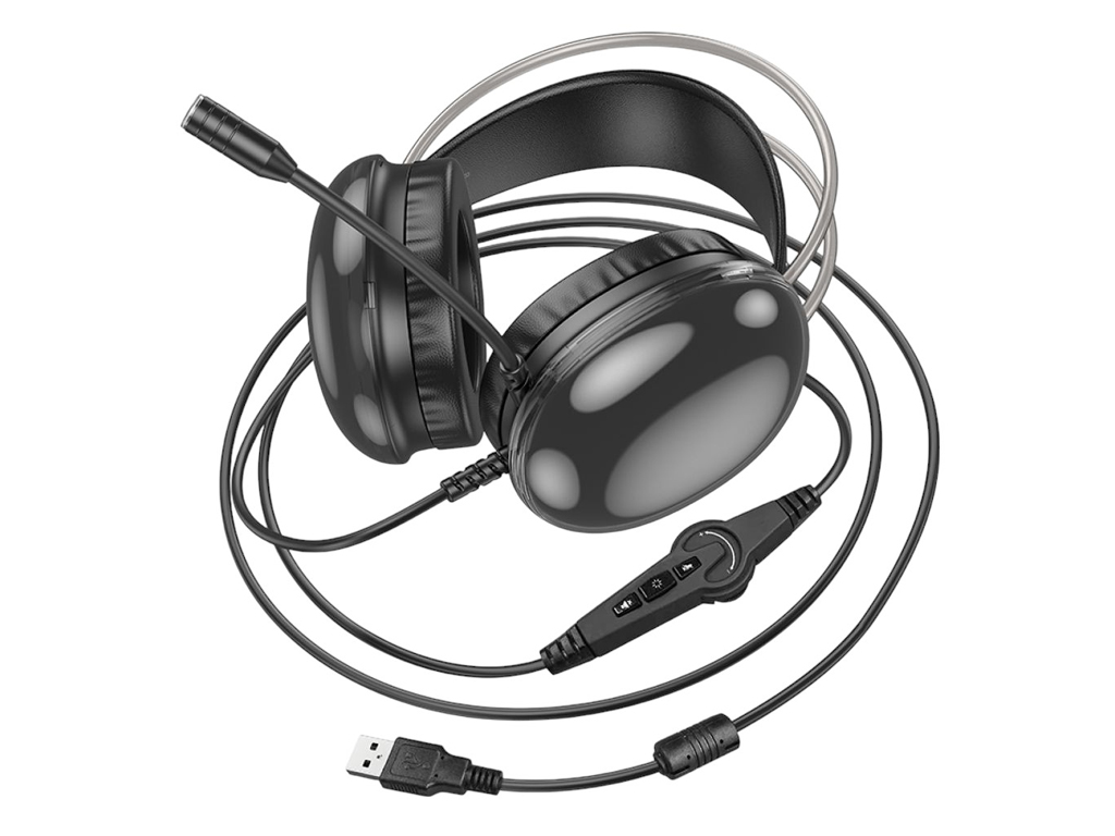 Ігрові навушники Hoco W109 Plus Rich USB 7.1 channel, м'ята упаковка, чорний