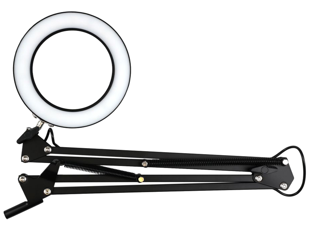 Настольная Кольцевая LED Лампа FX308A На Струбцине 6', цвет черный
