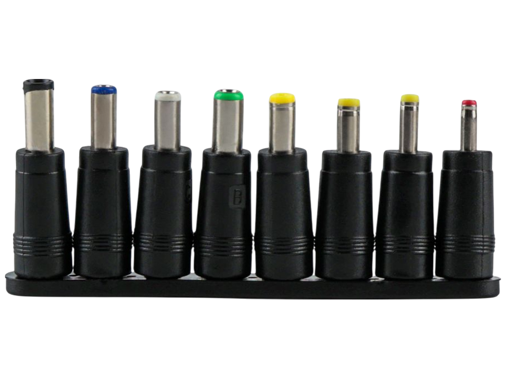 Перехідники DC 5.5x2.1mm Male to 8 Tips, набір з різними типами роз'ємів, колір чорний