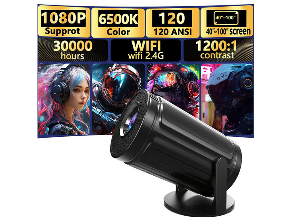 Проектор FIRE 408, HD 720P, Wi-Fi и Bluetooth, HDMI, 1200:1, 30000 часов, 142,5×94мм, цвет белый