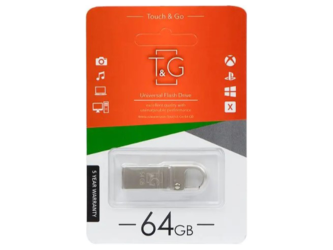 USB Flash Drive T&G 64gb Metal 027 Цвет Стальной