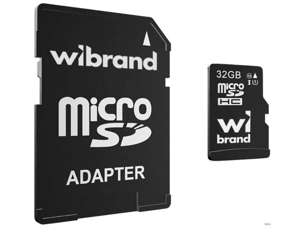 Карта Пам'яті Wibrand мicroSDHC 32gb UHS-1 10 Class & Adapter Колір Чорний