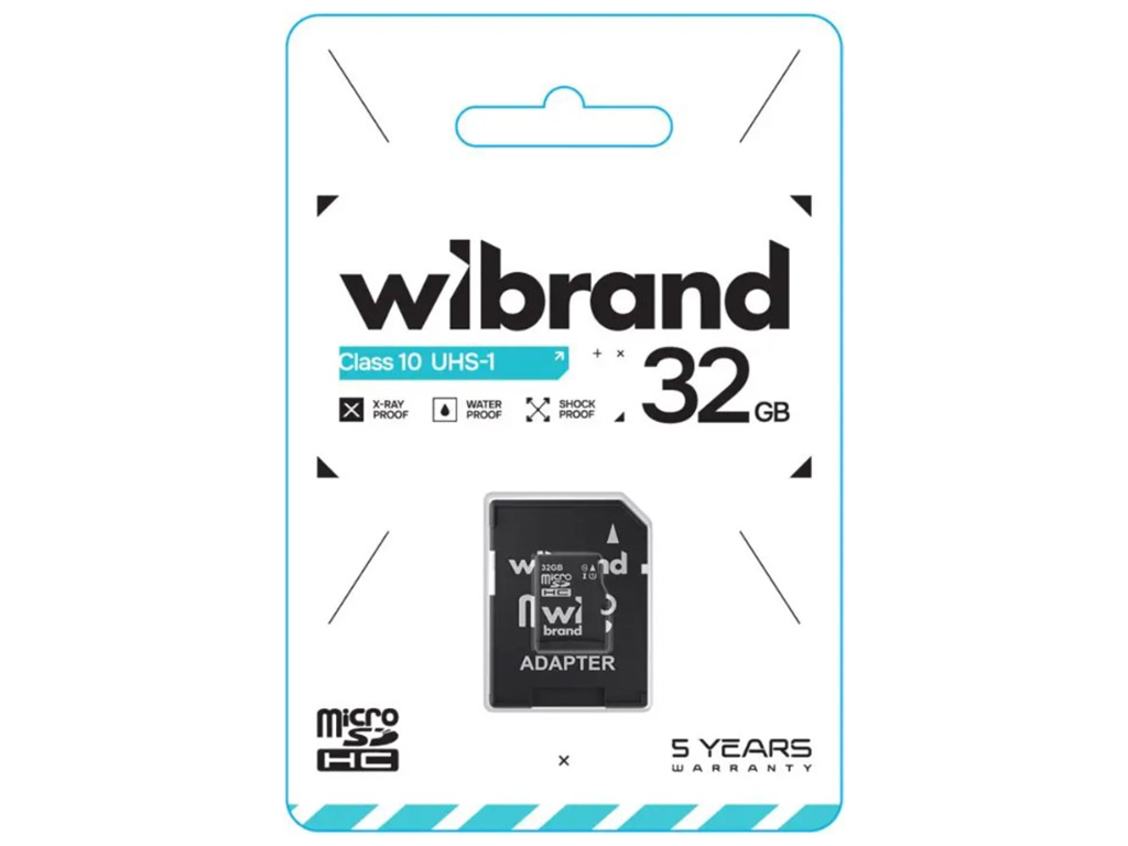 Карта Пам'яті Wibrand мicroSDHC 32gb UHS-1 10 Class & Adapter Колір Чорний