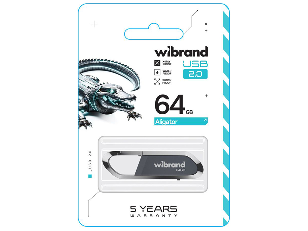 USB Flash Drive Wibrand 64gb Aligator Цвет Серый
