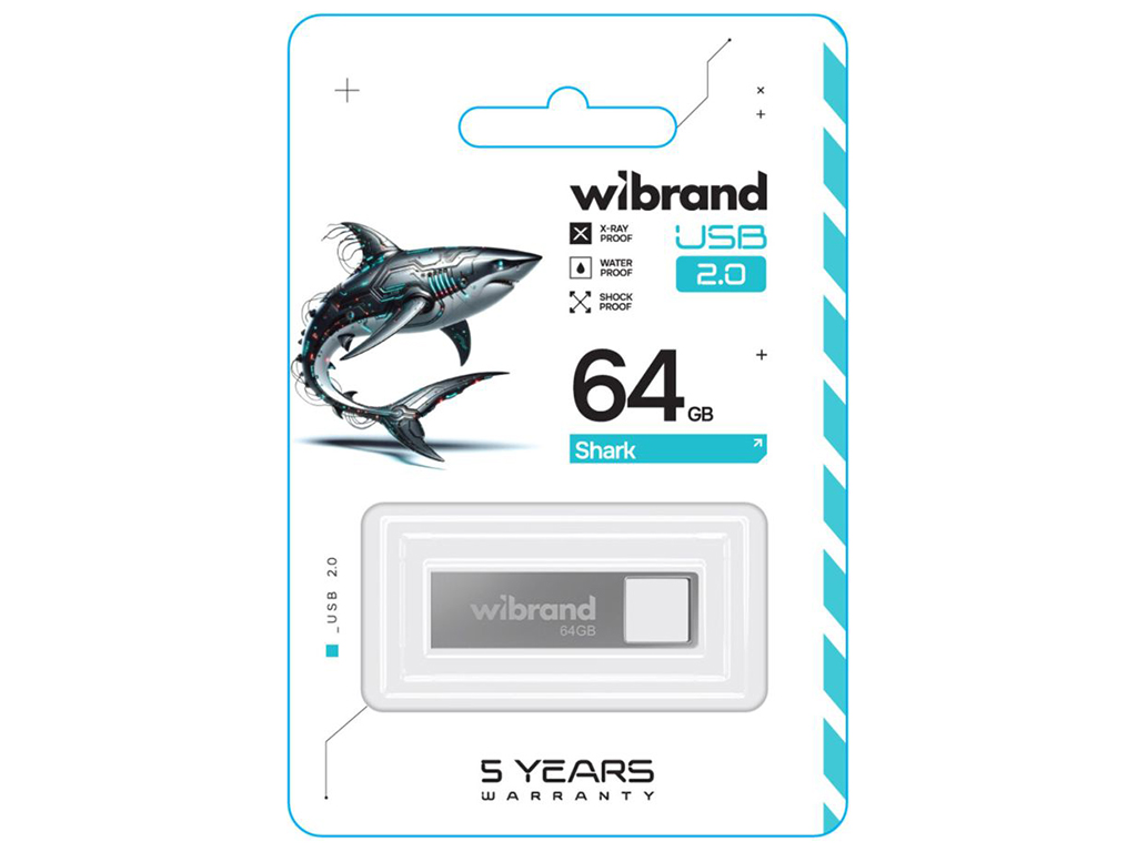 USB Flash Drive Wibrand 64gb Shark Цвет Серебро