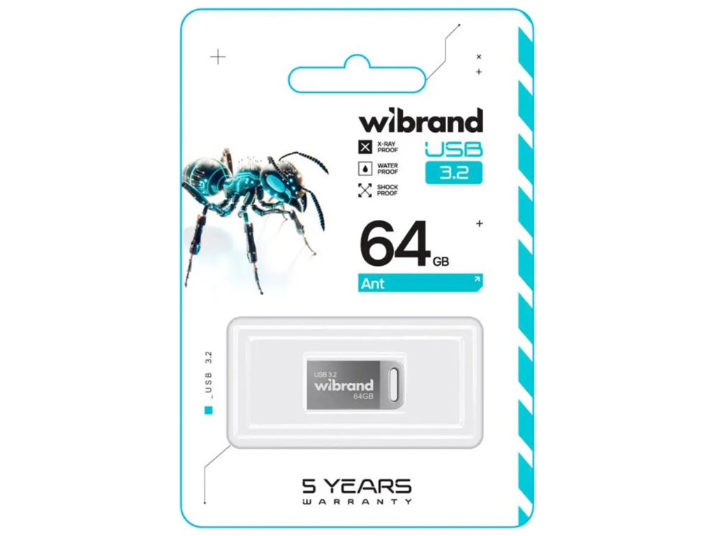 USB Flash Drive 3.2 Wibrand 64gb Ant Gen1 Цвет Серебро