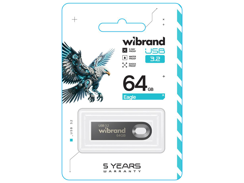 USB флеш-накопитель 3.2 Wibrand 64gb Eagle Gen1, цвет серый