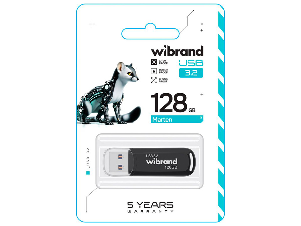 USB флеш-накопитель 3.2 Wibrand 128gb Marten Gen1, цвет черный