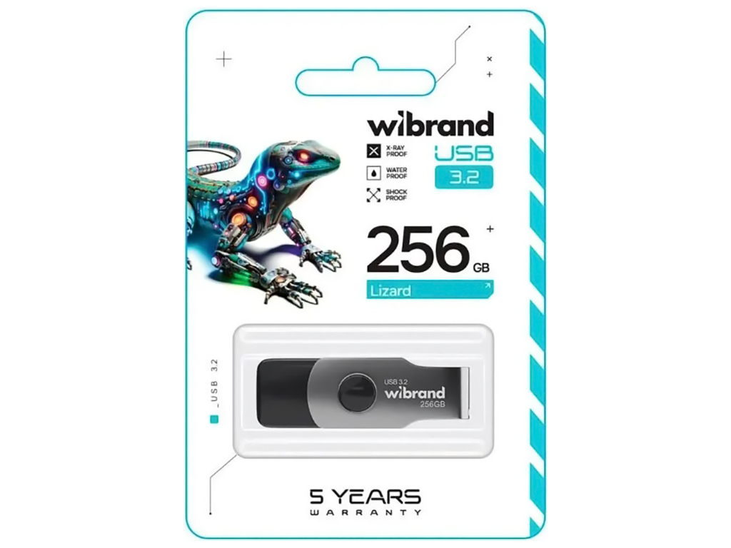 USB флеш-накопитель 3.2 Wibrand 256gb Lizard Gen1, цвет черный