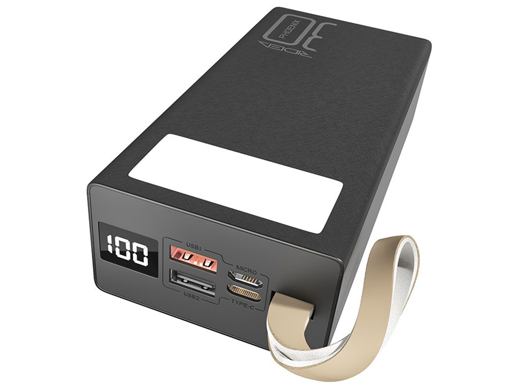 Power Bank Ridea RP-D40L+ Phoenix40+ PD/QC 3.0 20W digital display + lamp 40000 mAh Цвет Черный