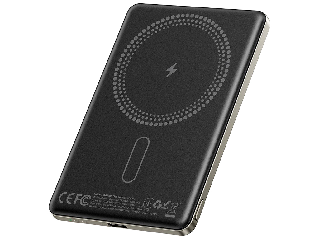 Мобильная Батарея Ridea RP-M5 MAGPRO QC/PD 20W, QI 15W with Magnetic 5000mAh, цвет Титан