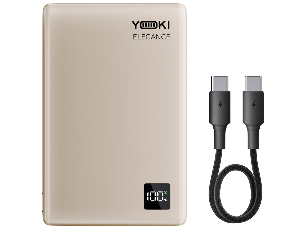 Повербанк YOKI Elegance, 5000 мАг, 15 Вт, магнітна бездротова зарядка, Type-C, Titan