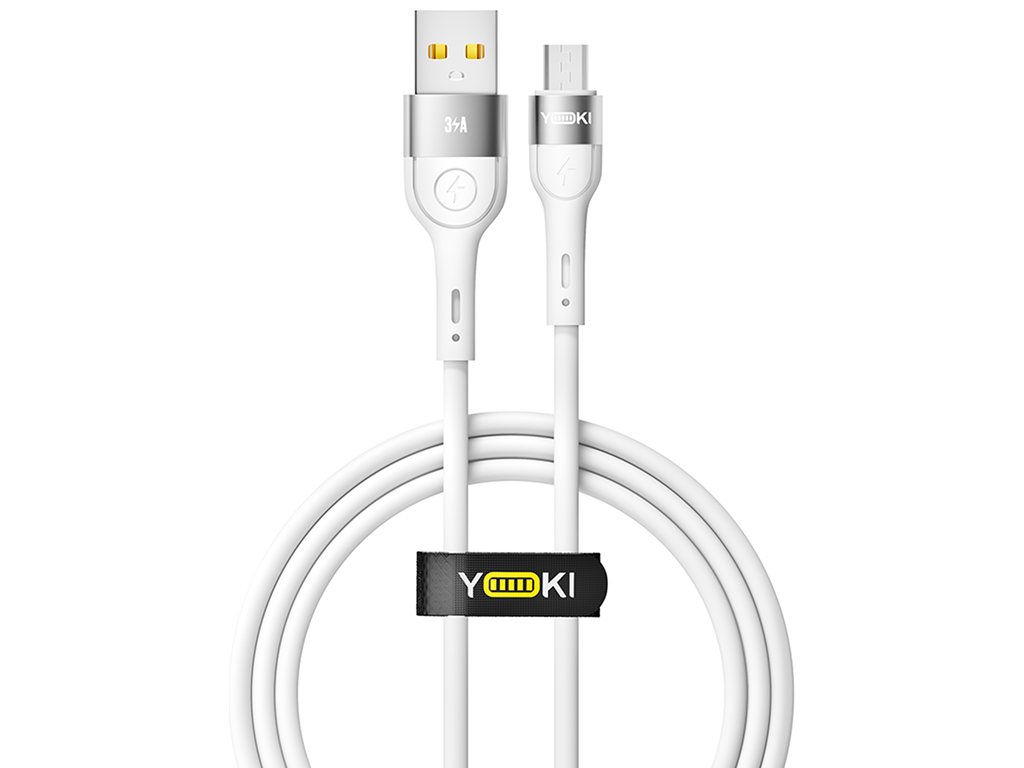 Кабель Yoki Extra, USB-A — Micro USB, 3A, 1,2м, Білий