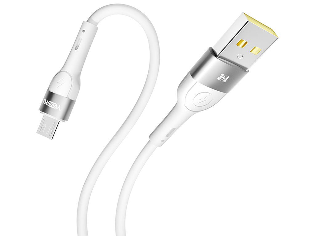 Кабель Yoki Extra, USB-A — Micro USB, 3A, 1,2м, Білий