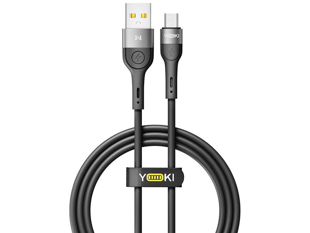 Кабель Yoki Extra, USB-A — Micro USB, 3A, 1,2м, Чорний