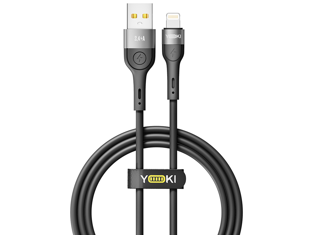 Кабель Yoki Extra, USB-A - Lightning, 2,4A, 1,2м, Чорний