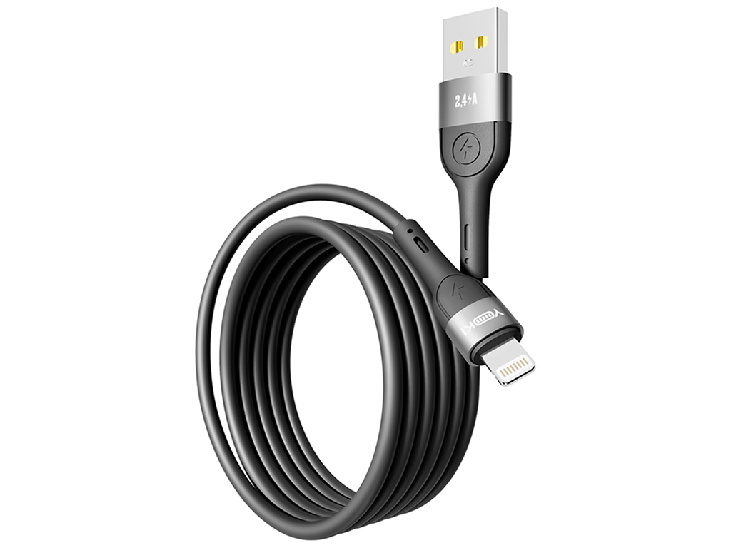 Кабель Yoki Extra, USB-A - Lightning, 2,4A, 1,2м, Чорний