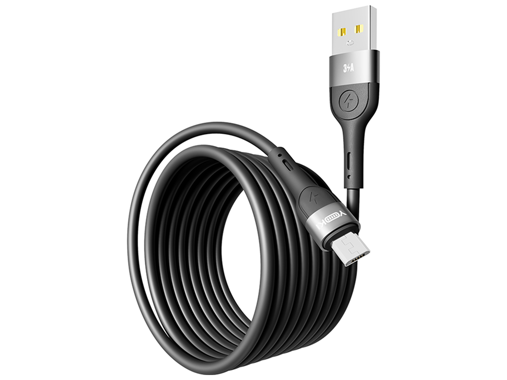 Кабель Yoki Extra, USB-A — Micro USB, 3A, 2м, Чорний