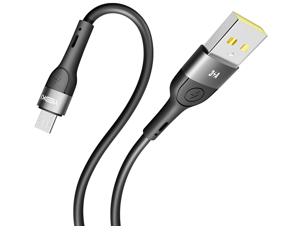 Кабель Yoki Extra, USB-A — Micro USB, 3A, 2м, Чорний