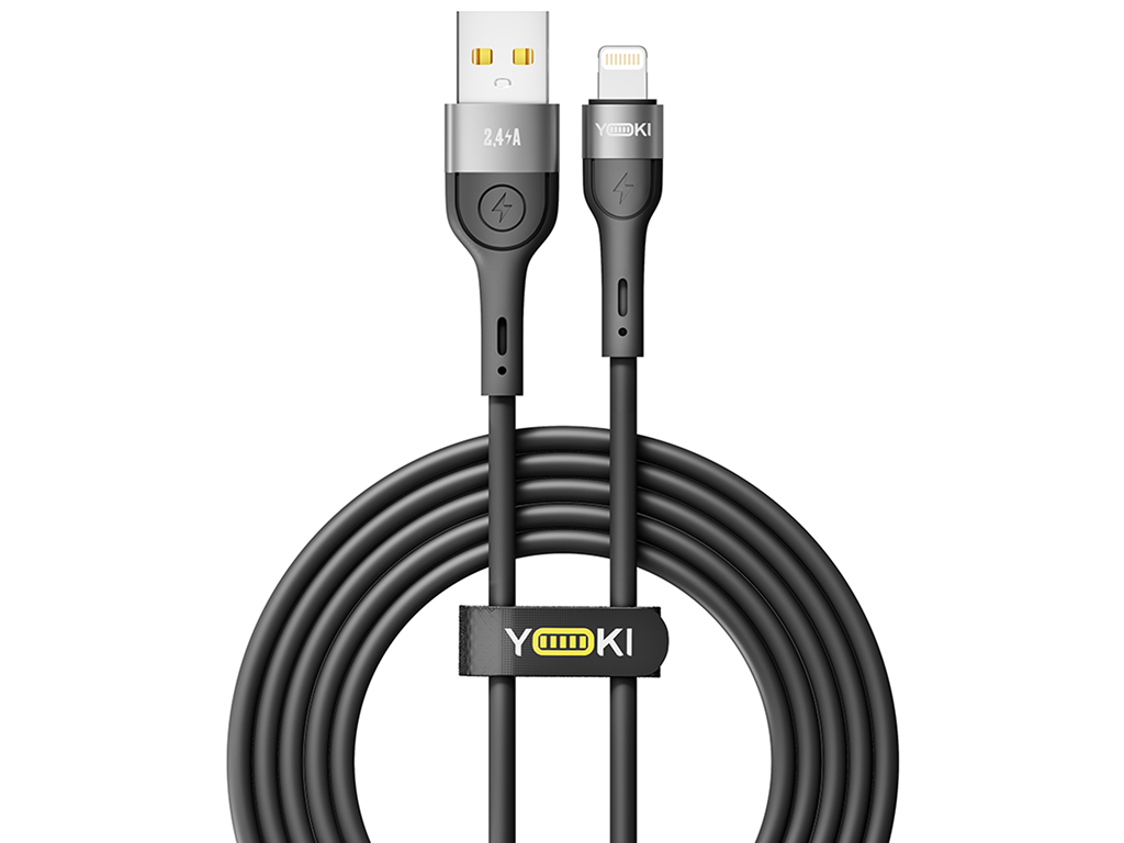 Кабель Yoki Extra, USB-A - Lightning, 2,4A, 2м, Чорний