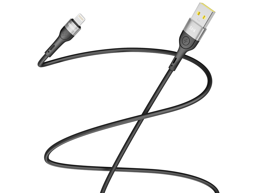 Кабель Yoki Extra, USB-A - Lightning, 2,4A, 2м, Чорний