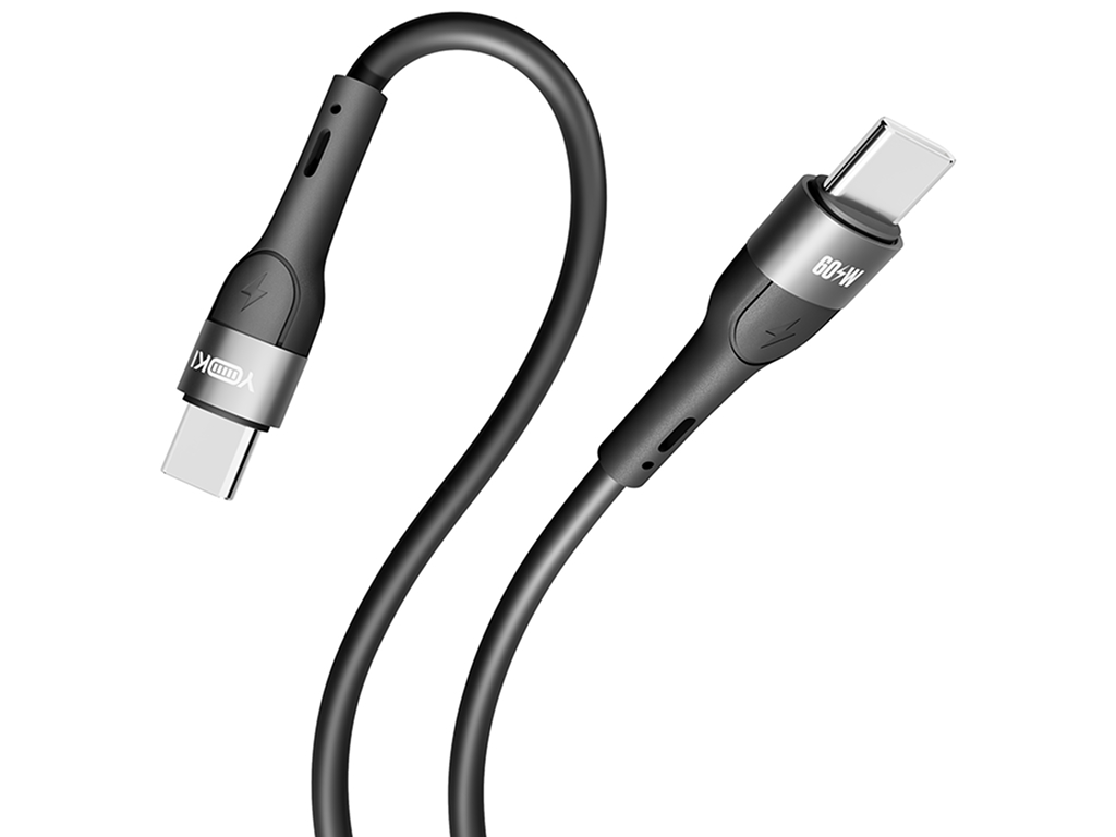 Кабель Yoki Extra, Type-C - Type-C, 60W, 2м, Чорний