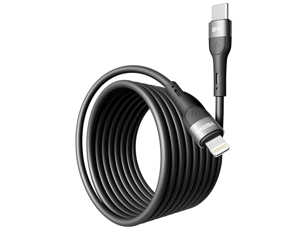 Кабель Yoki Extra, Type-C - Lightning, 30W, 2м, Чорний
