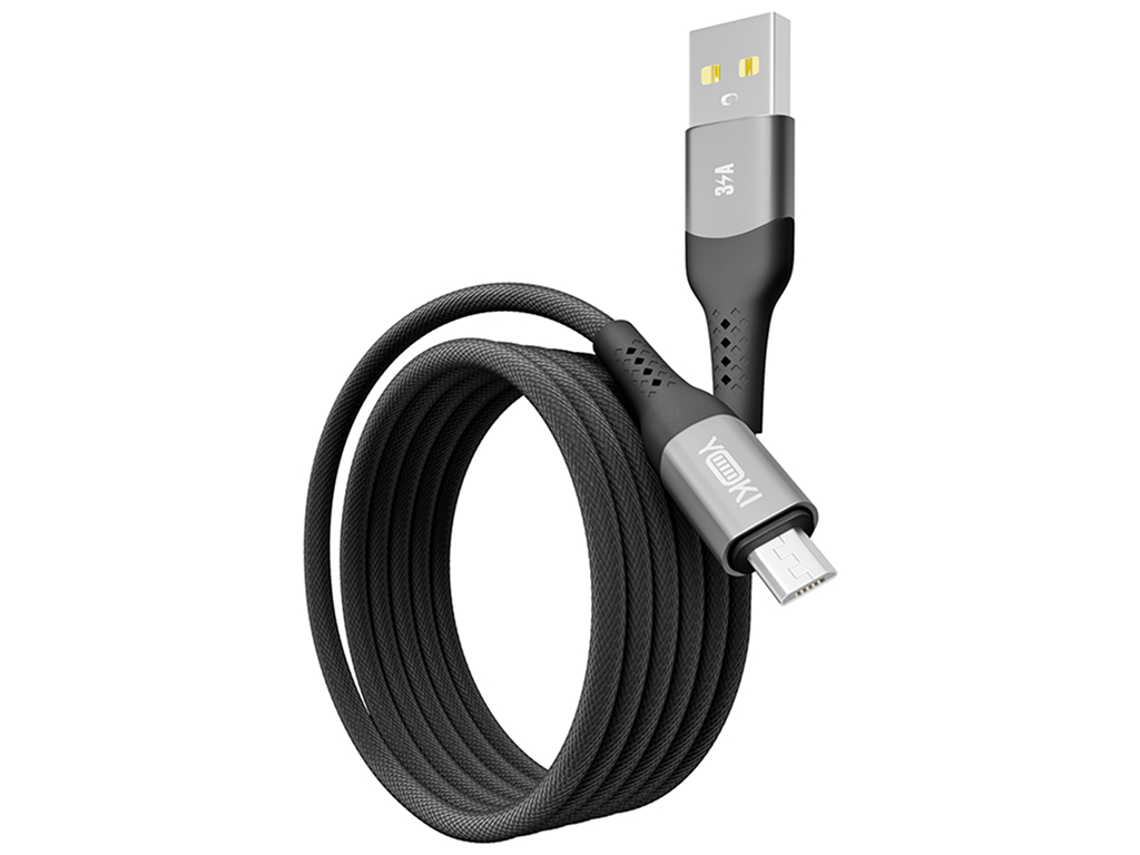 Кабель Yoki Solid, USB-A - Micro-USB, 3A, 1,2 м, Чорний