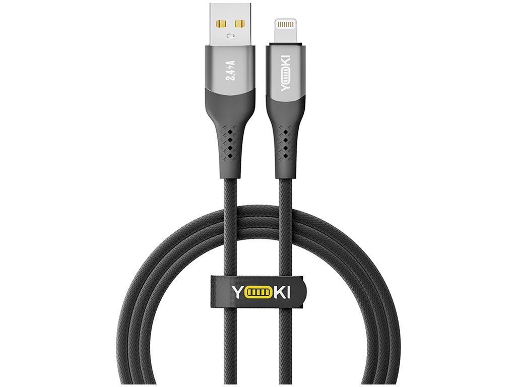 Кабель Yoki Solid, USB-A - Lightning, 2,4A, 1,2м, Чорний