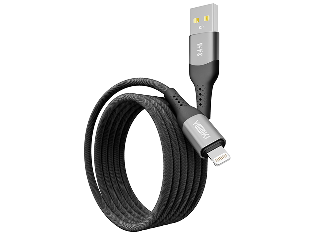 Кабель Yoki Solid, USB-A - Lightning, 2,4A, 1,2м, Чорний