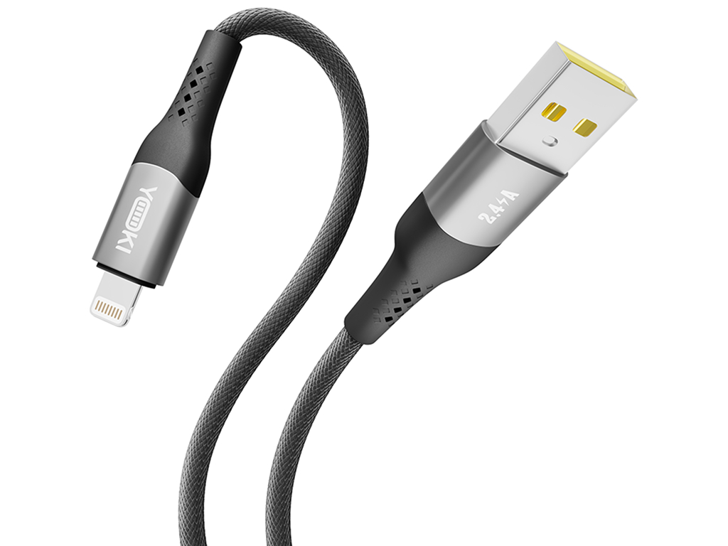 Кабель Yoki Solid, USB-A - Lightning, 2,4A, 1,2м, Чорний