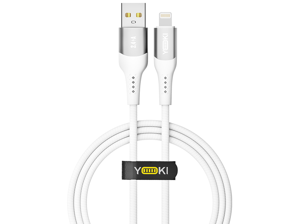 Кабель Yoki Solid, USB-A - Lightning, 2,4A, 1,2м, Білий