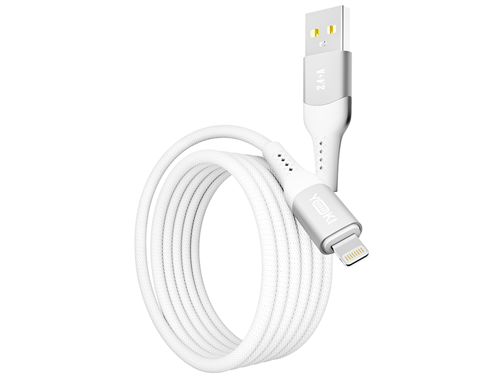 Кабель Yoki Solid, USB-A - Lightning, 2,4A, 1,2м, Білий