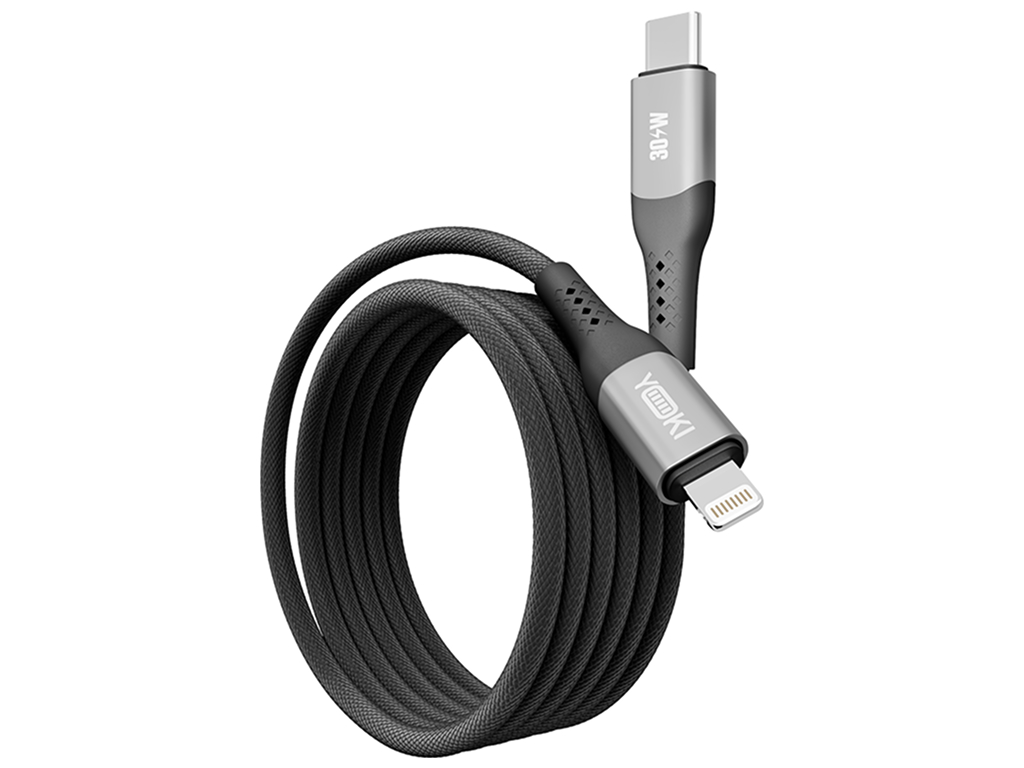 Кабель Yoki Solid, Type-C - Lightning, 30W, 1,2м, Чорний
