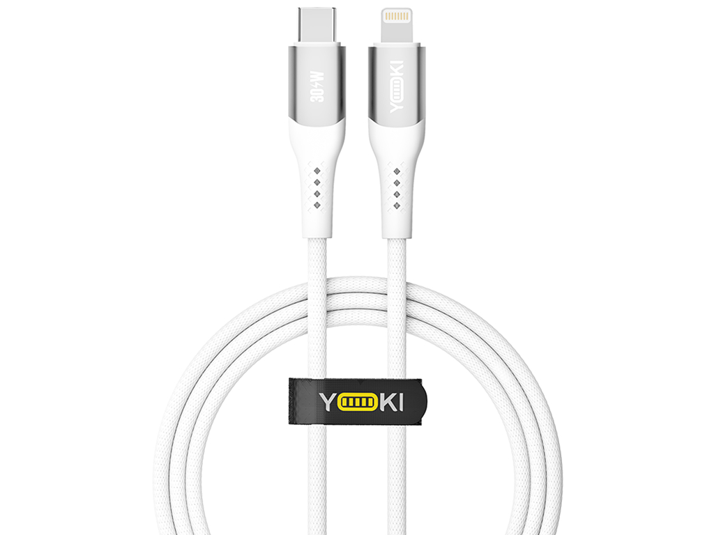 Кабель Yoki Solid, Type-C — Lightning, 30W, 1,2м, Белый