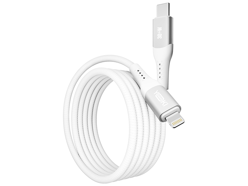 Кабель Yoki Solid, Type-C — Lightning, 30W, 1,2м, Белый