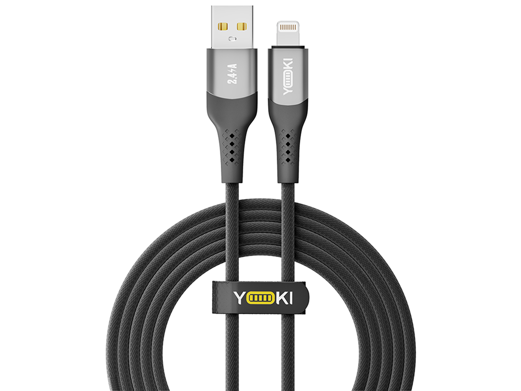 Кабель Yoki Solid, USB-A - Lightning, 2,4A, 2м, Чорний