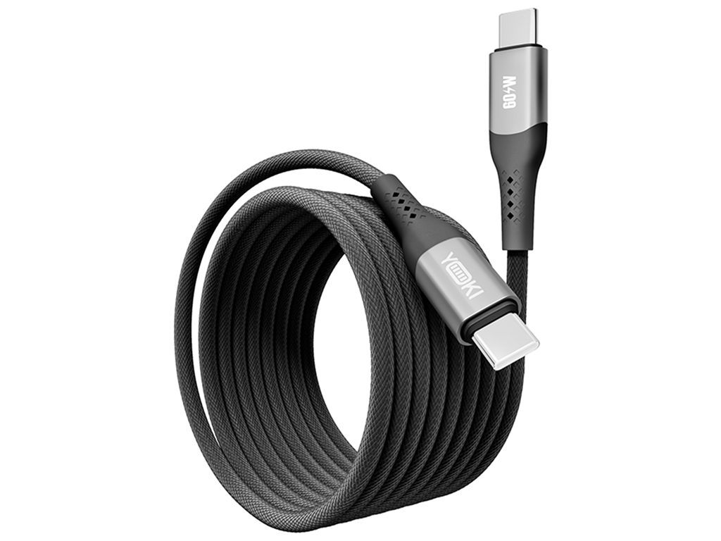 Кабель Yoki Solid, Type-C - Type-C, 60W, 2м, Черный