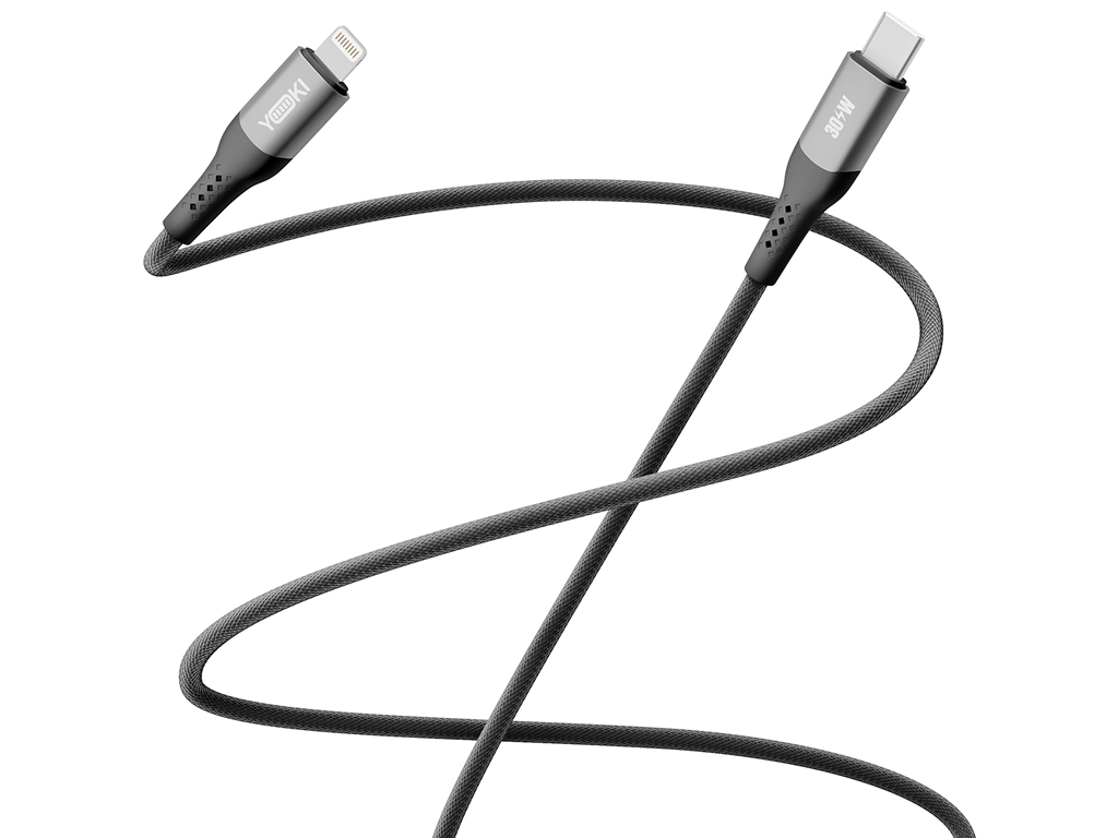 Кабель Yoki Solid, Type-C - Lightning, 30Вт, 2м, Чорний