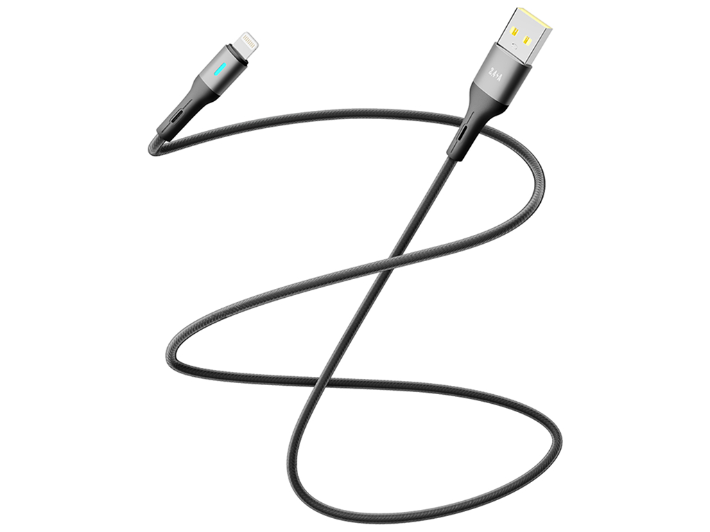 Кабель Yoki Led, USB-A — Lightning, 2,4A, 1,2м, Черный