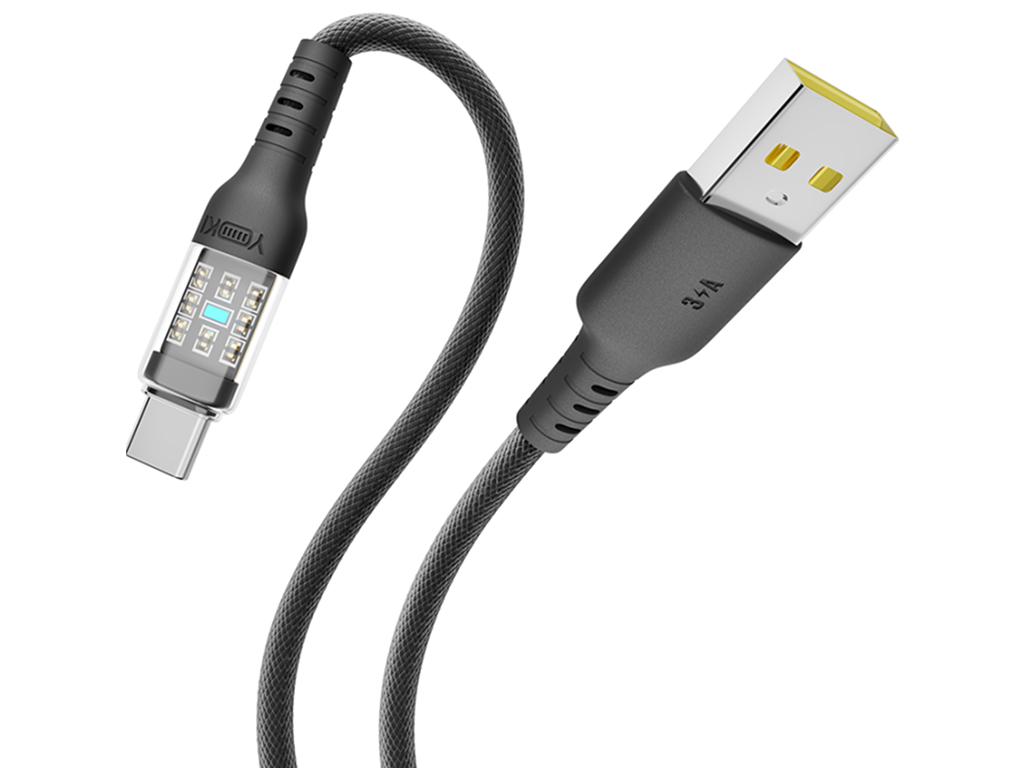 Кабель Yoki Cyber,  USB-A — Type-C, 3A, 1,2м, черный
