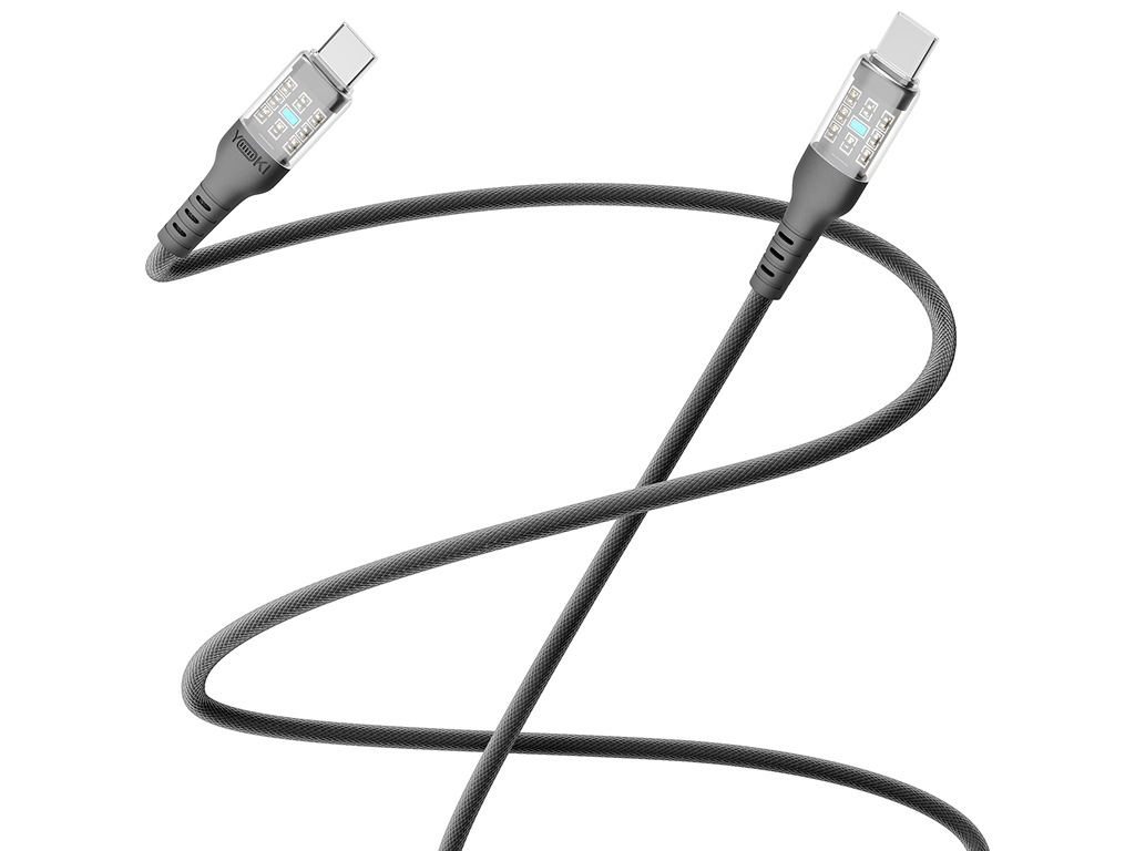 Кабель Yoki Cyber, Type-C - Type-C, 60W, 1,2м, Черный