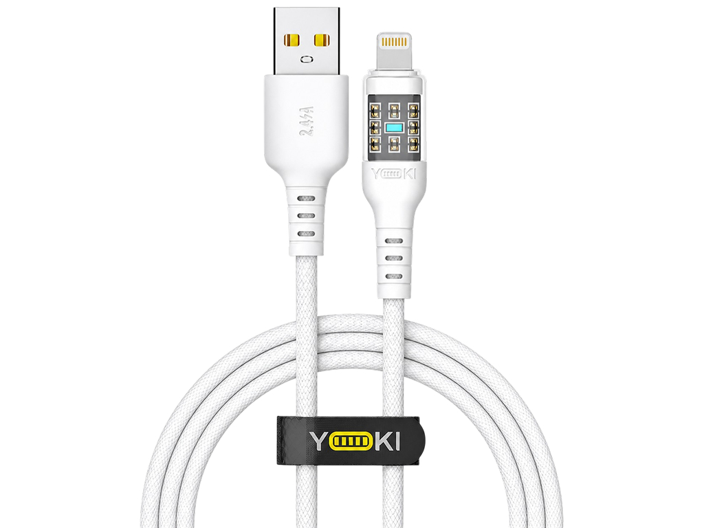 Кабель Yoki Cyber, USB-A - Lightning, 2,4 A, 1,2 м, колір білий
