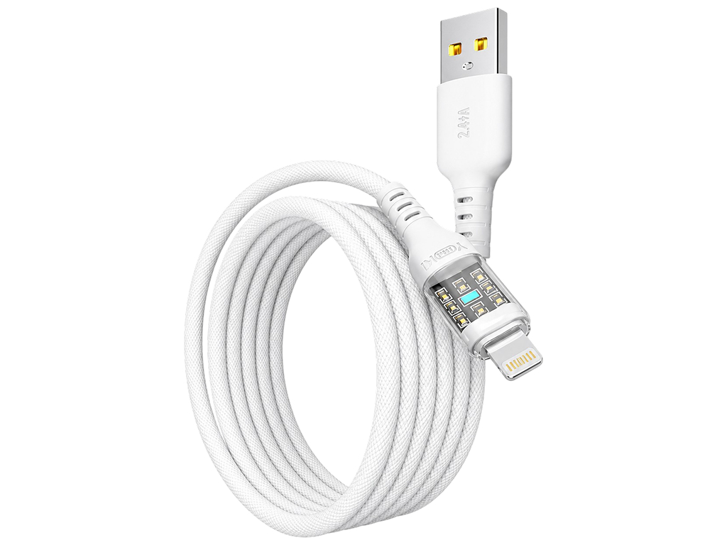 Кабель Yoki Cyber, USB-A - Lightning, 2,4 A, 1,2 м, колір білий