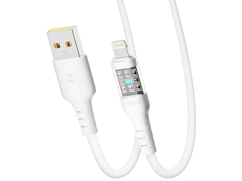 Кабель Yoki Cyber, USB-A - Lightning, 2,4 A, 1,2 м, колір білий
